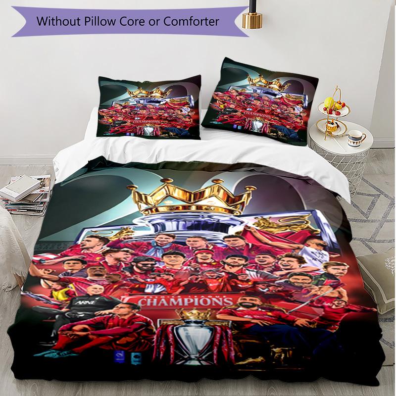 Set copripiumino 3 pezzi (1*Copripiumino + 2*Federe, Senza Nucleo), Set Biancheria da Letto Morbido Stagione Unica Liverpool F.C. Stampa, Regalo Decorazione Camera da Letto Casa