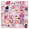 50 pieces cute pink Halloween sticker set decoration stickers waterproof decals ghost pumpkin bat pack girls decorating mobile phones guitars cars