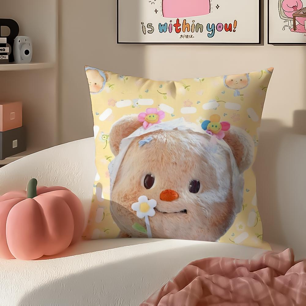 Chubby Cute Thai Character BButterbear Cushion Cover Pillowcase Short Plush Invisible zipper Room Sofa Cushion Cover