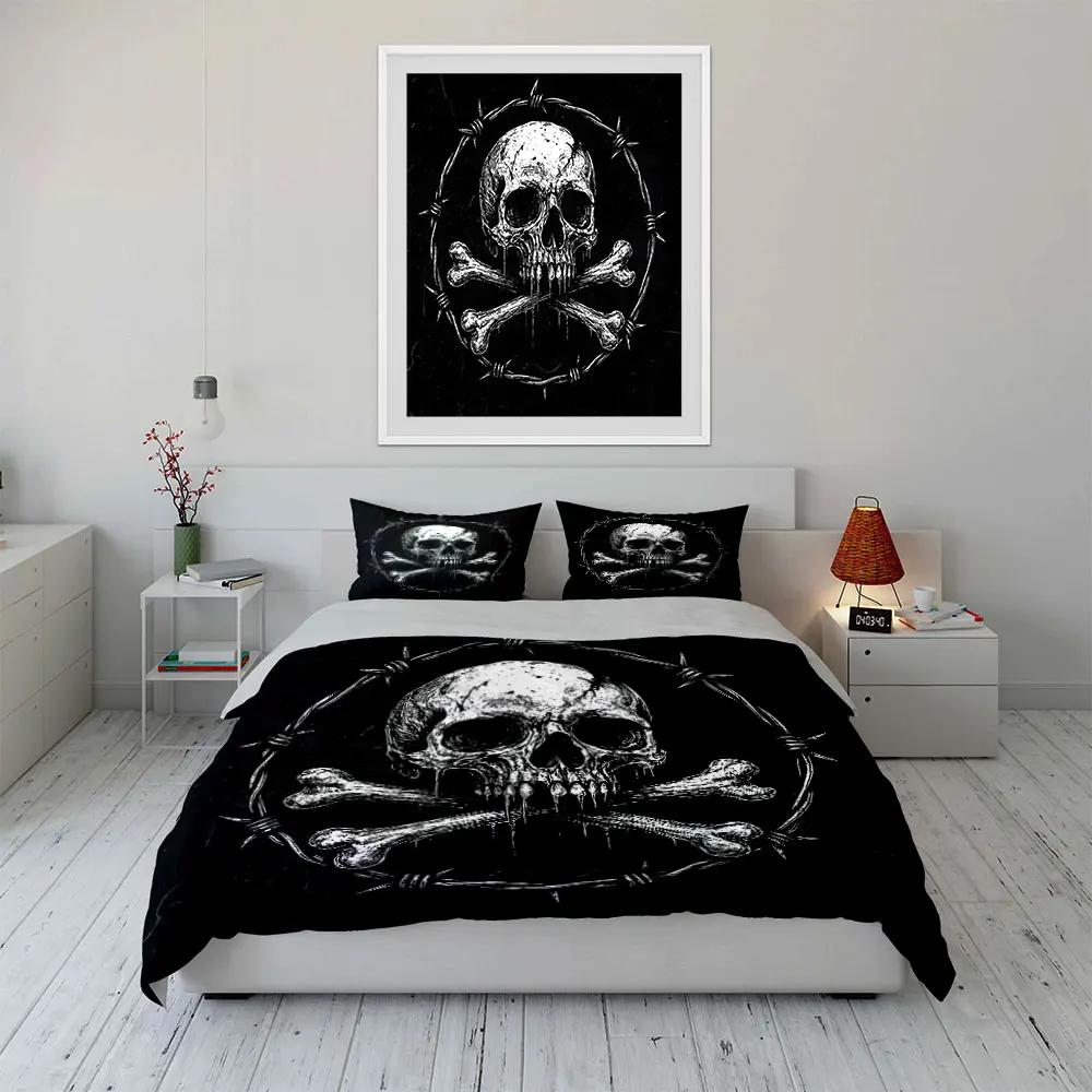 "Skull Barbed Rope Decorative Set" Soft Comfortable Duvet Cover Bedding Set Included 1*Duvet Cover & 2*Pillowcases gift