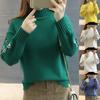  Winter Sweater Women Embroidery Pullover Turtleneck Knitting Basic Tops
