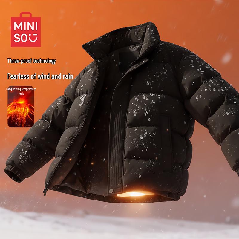 

MINISO Men s Winter Plus Velvet Stand-Up Collar Cotton Jacket XL