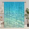 Set Of 2 Blue Ocean Print Curtains Pole Bag Christmas Decorations Home Room Curtain Polyester