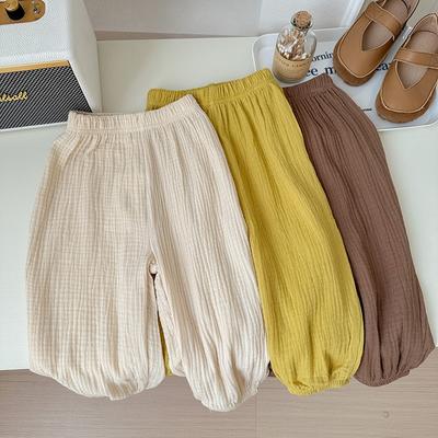 Abbigliamento Bambini Estate Sottile Monocolore Pantaloni Anti Zanzare Bambini Maschi Femmine Larghi Casual Pantaloni Semplici Moda Pantaloncini