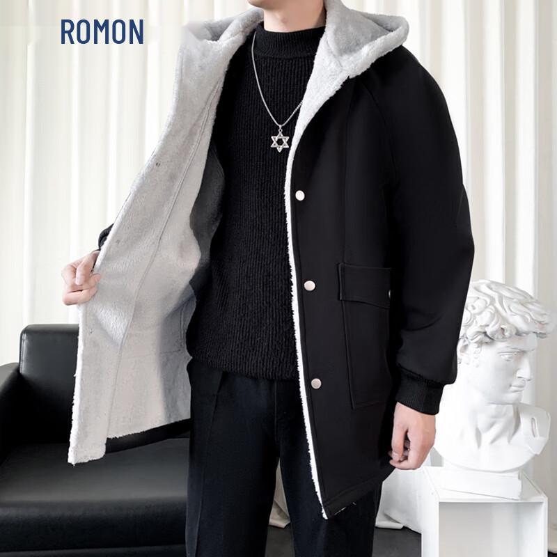 ROMON Men s Mid-Length Hooded Warm Jacket L