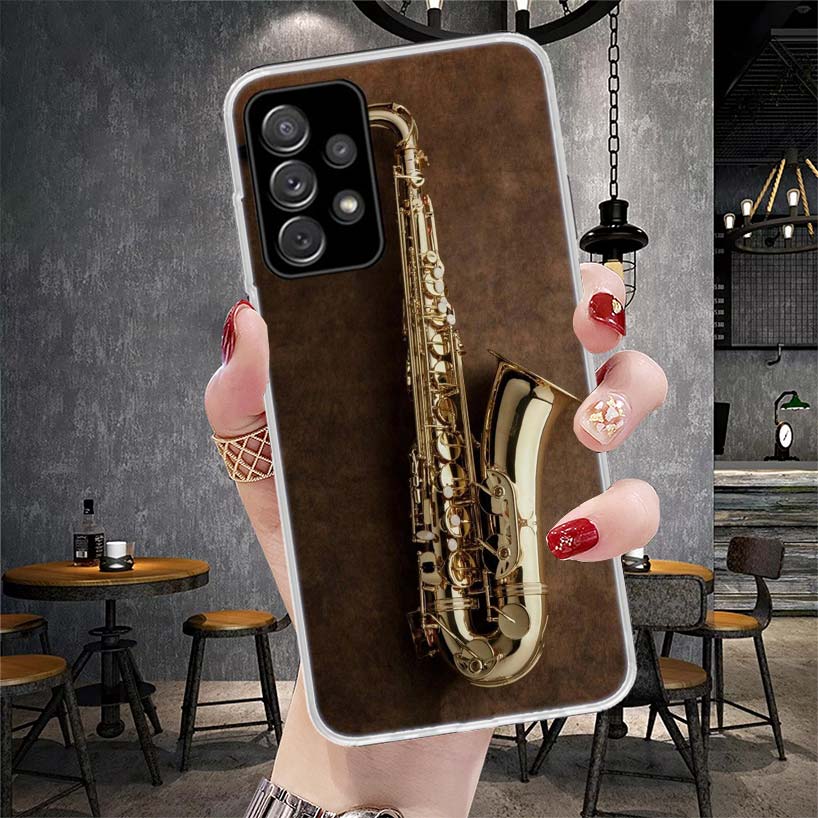 Music Saxophone Instrument Phone Case For Samsung Galaxy A13 A14 A15 A16 A17 A53 A54 A55 A56 A57 A33 A34 A35 A36 A37 A23 A24 A25