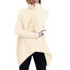 Women's Irregular Hem High Neck Pullover Long Sleeve Knit Sweater
