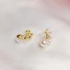 Geometric Round Small Pearl Stud Earrings Simple Small Fresh Earrings Personalized Earrings Women's Jewelry