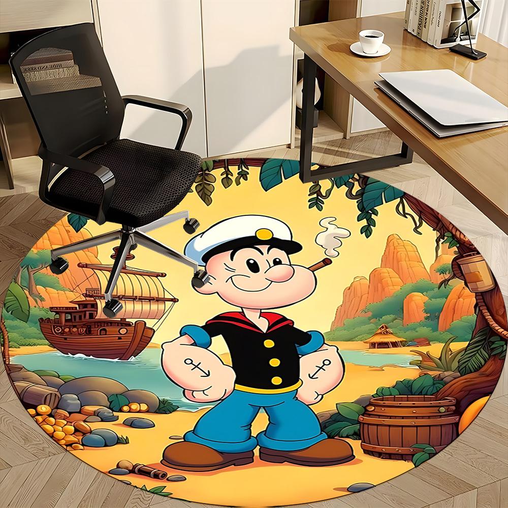 1pc Popeye Office Round Area Rug, Bedroom Living Room Home Decor, Room Deco,  Offic a1016083