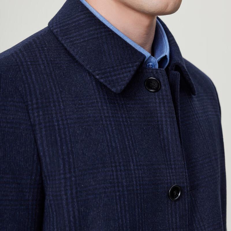 EMZ Men's Plaid Lapel Overcoat