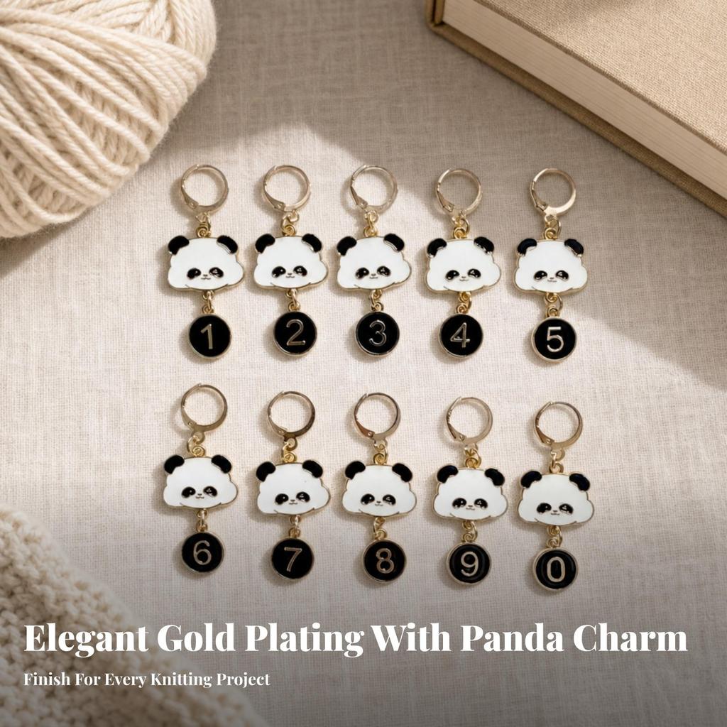 10 Pieces Stitch Markers with Panda Charm Enamel Crafting Accessories Colorful
