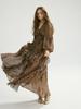 Sinseuden Leopard Rose Ruffle Long Dress