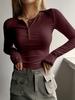 Women’s Button-up Ribbed Fitted Fresh and Sweet Long-sleeved Knitted Top