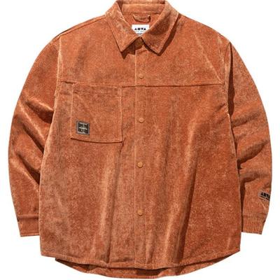 Comfortable Casual Simple Loose Long Sleeve Shirt Unisex Shirts Stone-Bamboo-Orange 172518101-2