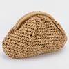 Women Straw Woven Bag Chain Strap Fashion Shoulder Bag Large Capacity Woven Dumpling Bag Solid Color for Outdoor Travel