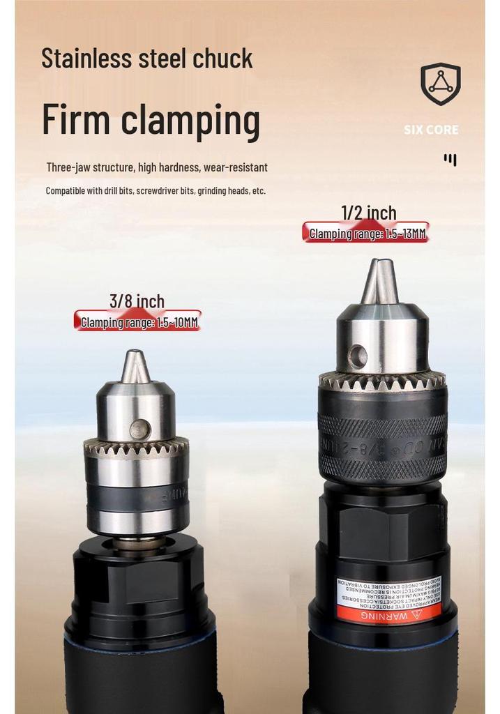 1/2 Inch Forward-Reverse Air Drill - 3/8 Inch Industrial-Grade Pneumatic Drill & Paint Mixer