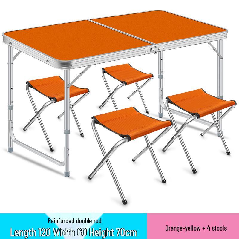 Portable Aluminum Alloy Folding Table and Chairs for Outdoor Camping, Night Market, and Leisure Activities