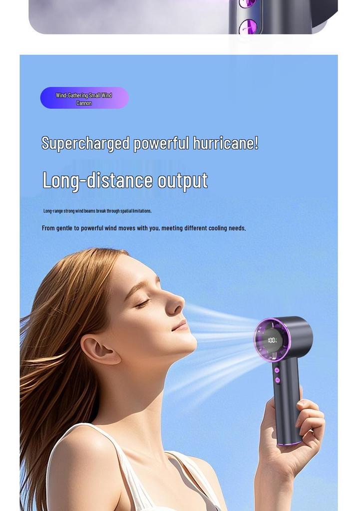 2026 Portable Handheld Fan S1 - 100-Speed USB Fan with Digital Display for Office & Outdoor Use