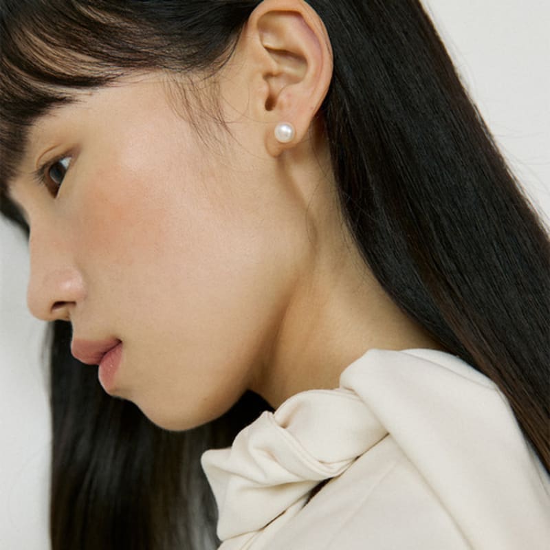 Lucirzu 7mm Pearl Silver Earring