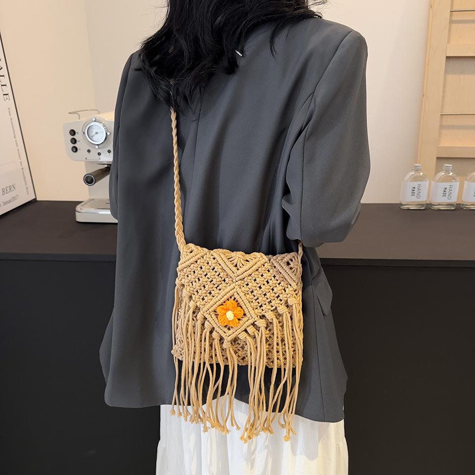 Богемная бахрома плетеная сумка женская 2024 новая интернет знаменитость сумка через — фото 10