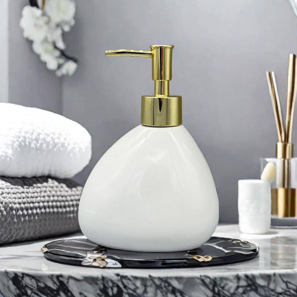 Minimalist Ceramic Bathroom Accessories Set Hand Sanitizer Bottle, Cup, Soap Dish Tray Household Soap Dispenser Lotion Bottle