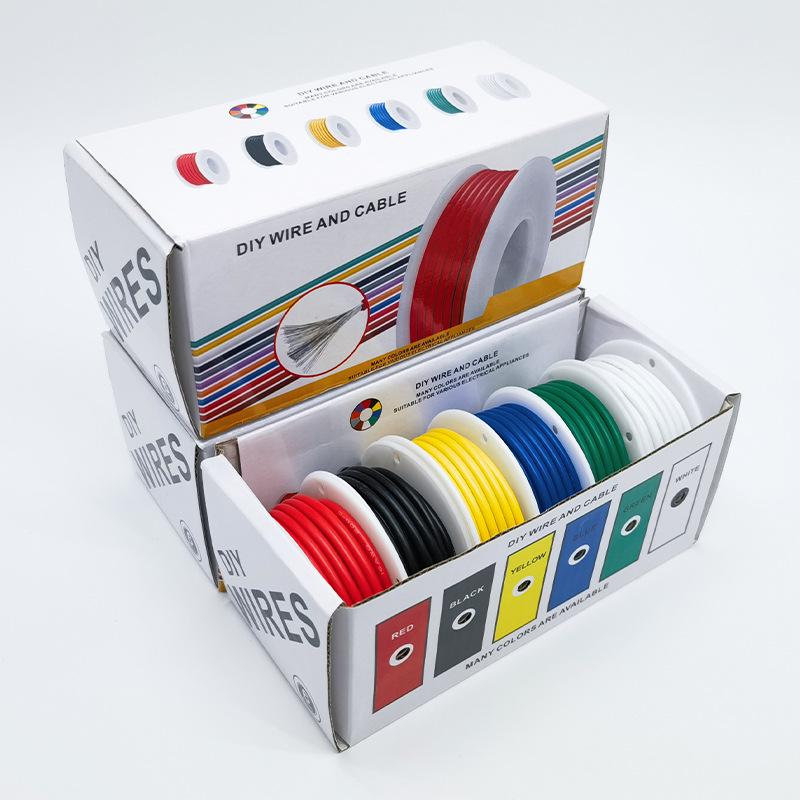 High-Temp Resistant Silicone Wire 30-16AWG for Robots and Drones, Extra Soft, 6-Roll Box