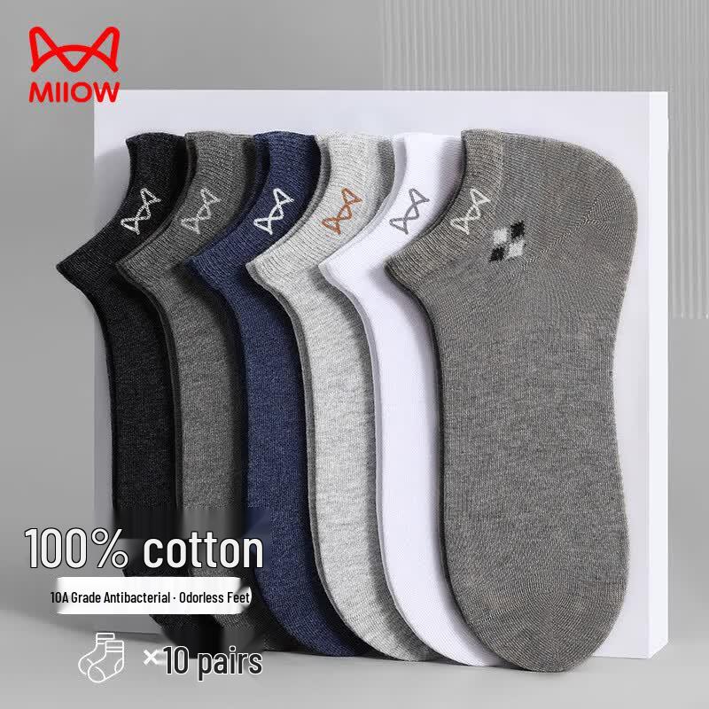 Miiow Men s 10-Pack 100% Cotton No-Show Socks One Size