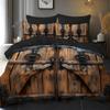 Digital Printed Duvet Cover Set Featuring a Design Theme Pattern of Ancient Wooden Doors 100% Polyester Brushed Soft Comfortable