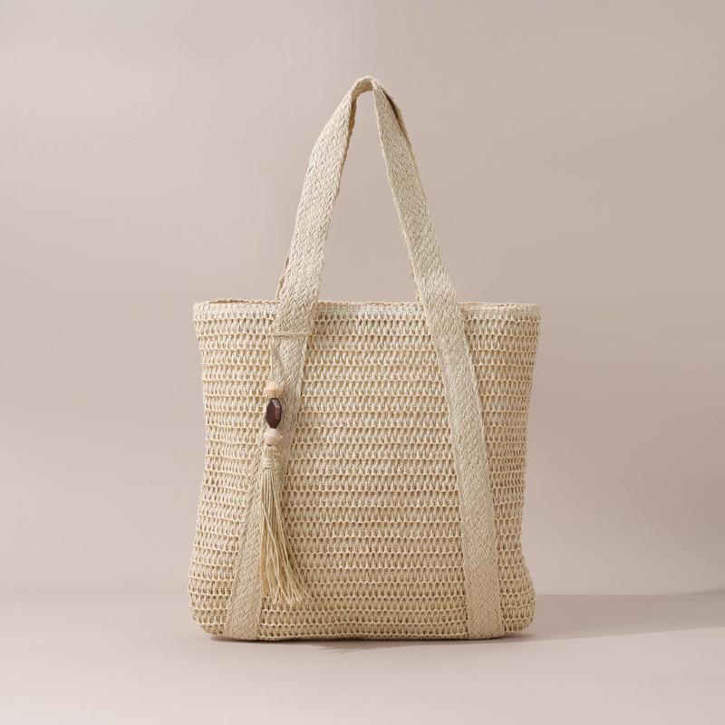 

Fashion shoulder paper rope straw bag, large-capacity commuter hand-woven bag, casual vacation wind beach women s bag 43*40*39*26 бежевый