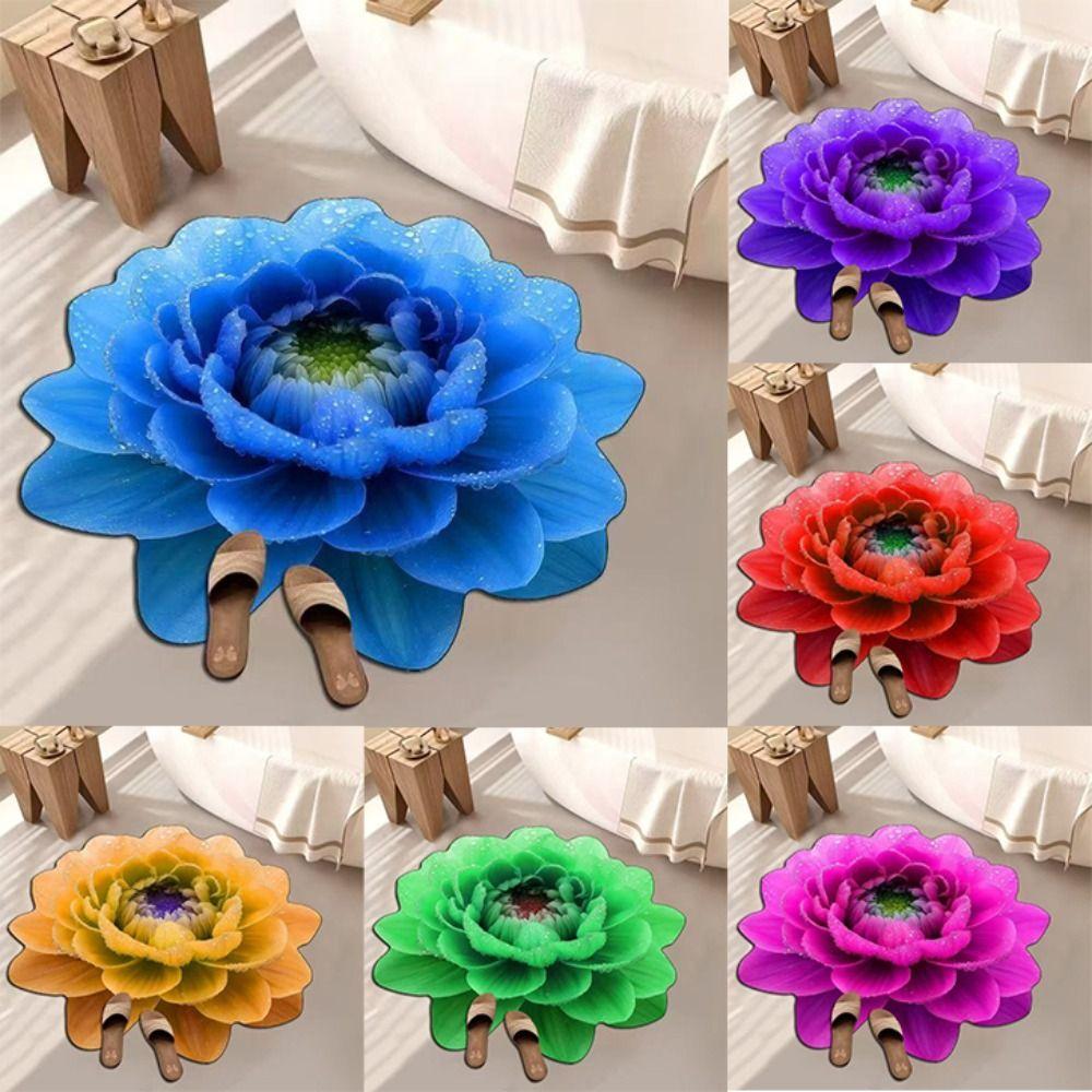 

Special-shaped Peony Floor Mat Soft Door Gasket Durable Blanket for Living Room рожевий червоний колір