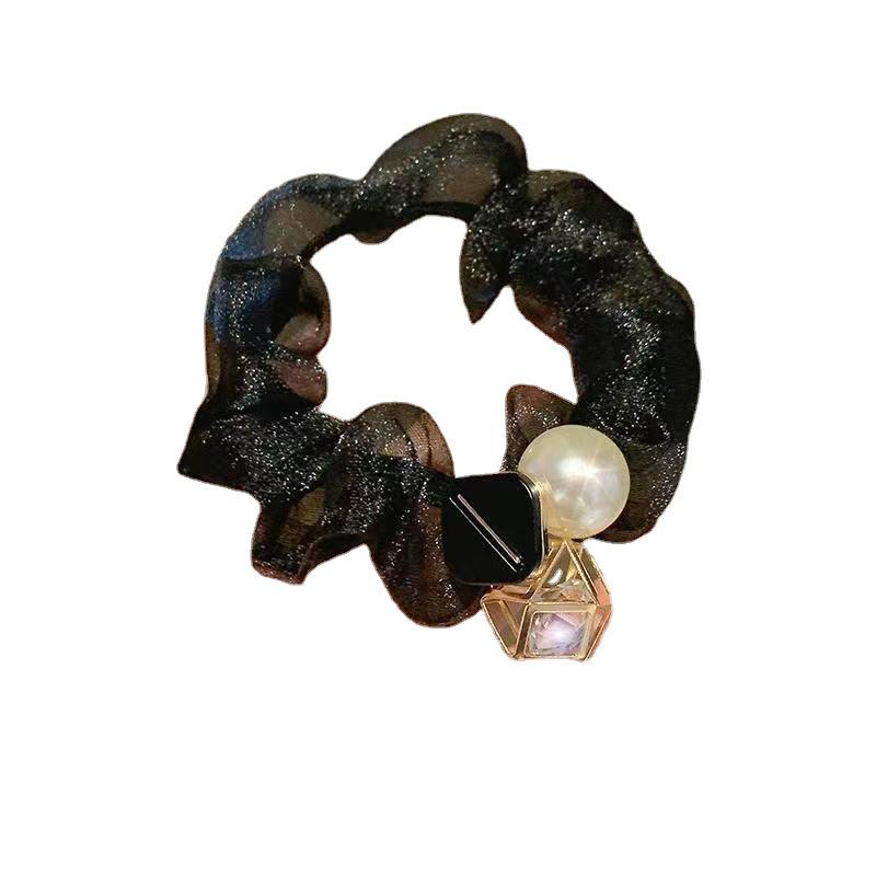 Luxury Pearl Organza Hair Band with Rhinestones
