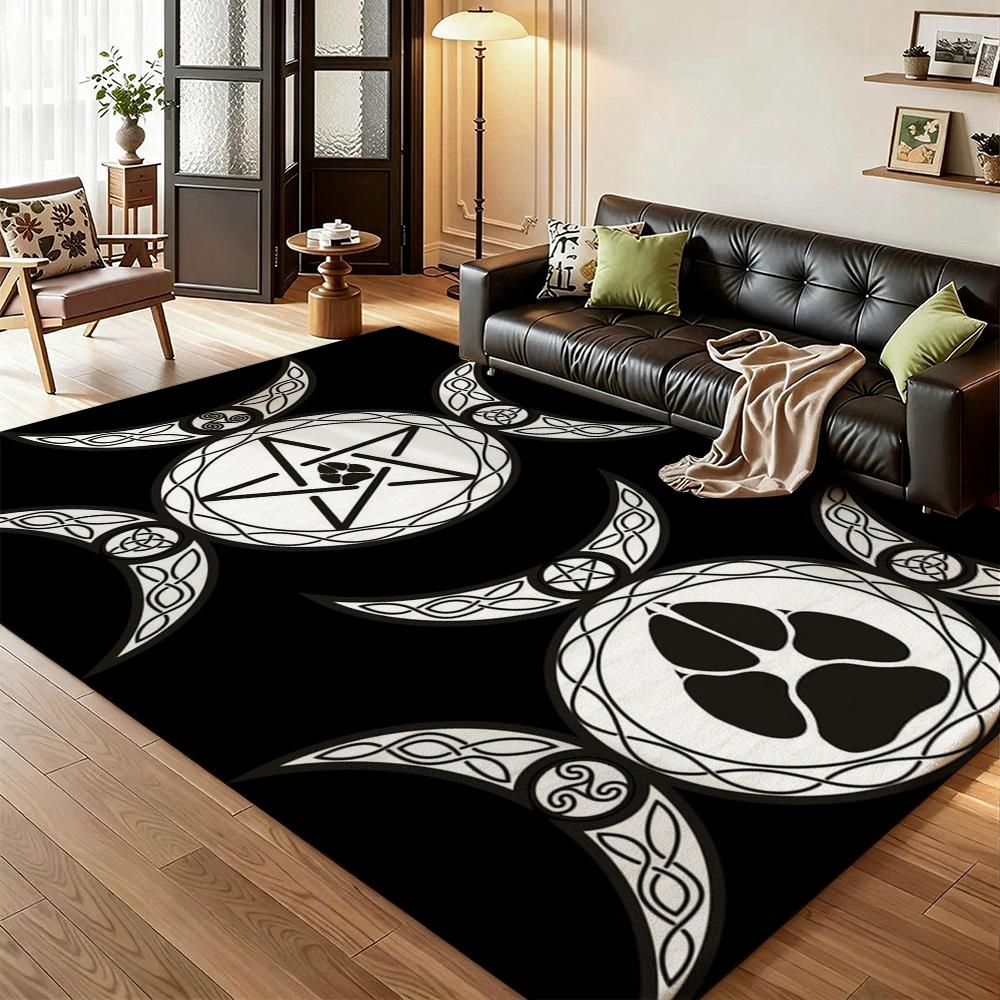 Dark Baphomet Grimoire Pentagram Patterned Rug Durable Stainresistant Easyclean Carpet For Bathroom Kitchen Home Decor Valentine'S Day Gift