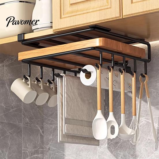 Under Cabinet Storage Iron Cutting Board Rack, Anti-slip Under Cupboard Hanging Kitchen Sink Accessory Organizer, Space Saving Drying Rack for
