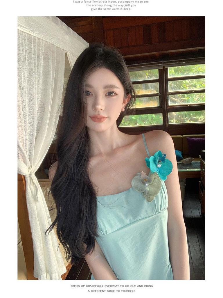 Elegant Blue-Green Maxi Dress: Flowy, Slimming, and Perfect for Vacations