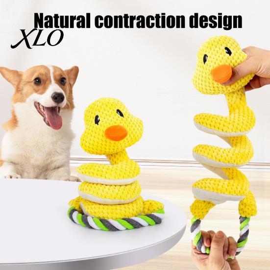 Durable Tug of War Rope Toys Squeaky Dog Toy with Pull Rope, Plush Toy, Indestructible for Aggressive Chewers Spiral Animal Interactive Small