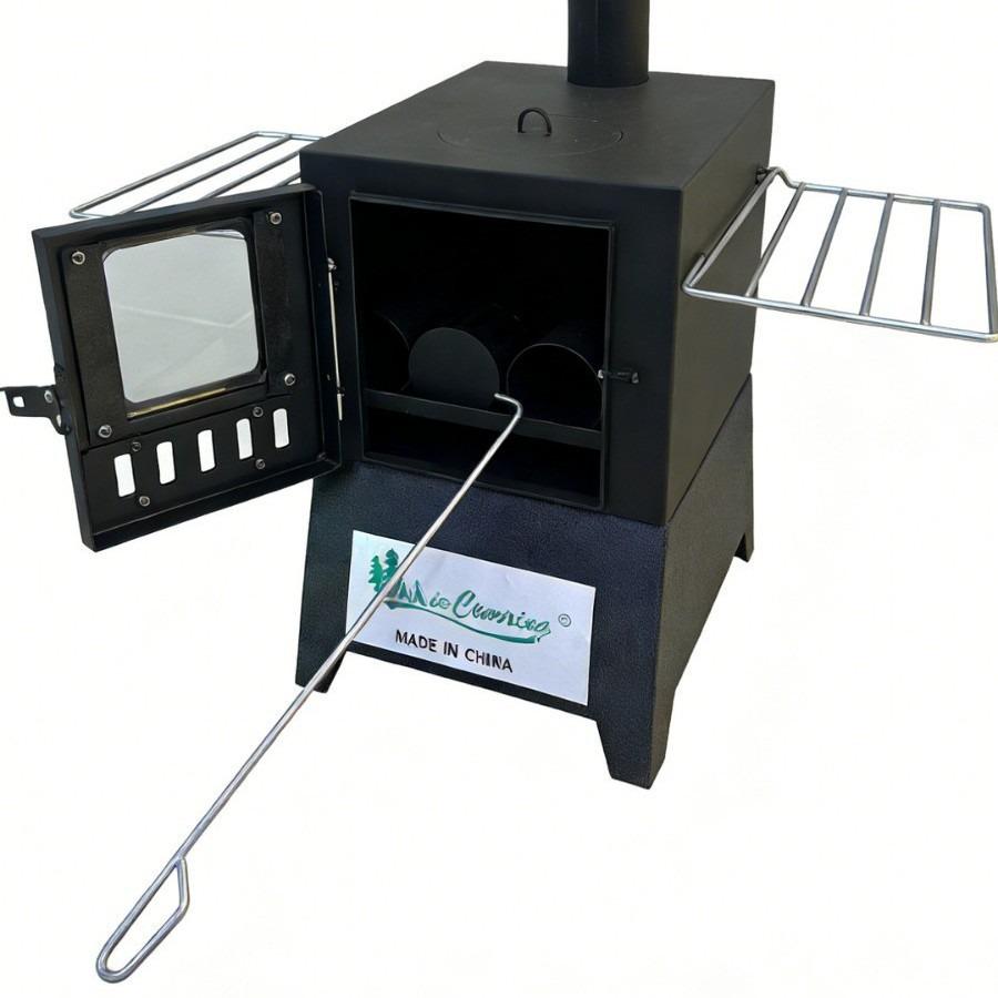 Compact Multi-Functional Wood Camping Stove: Portable, Foldable with Chimney, Ideal for Outdoor Heating & Barbecue