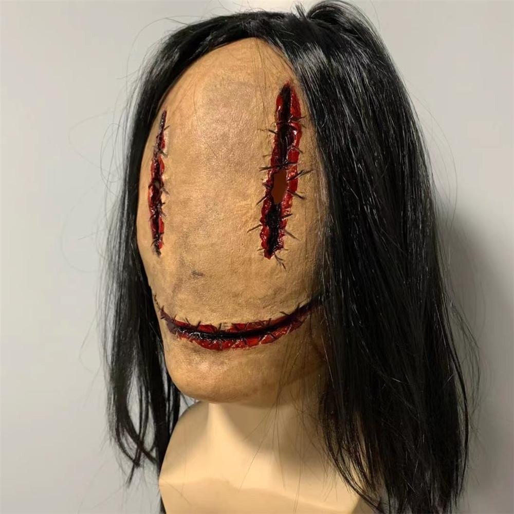 Horror Latex Zombie Mask With Long Hair And Scars For Halloween Costume Party
