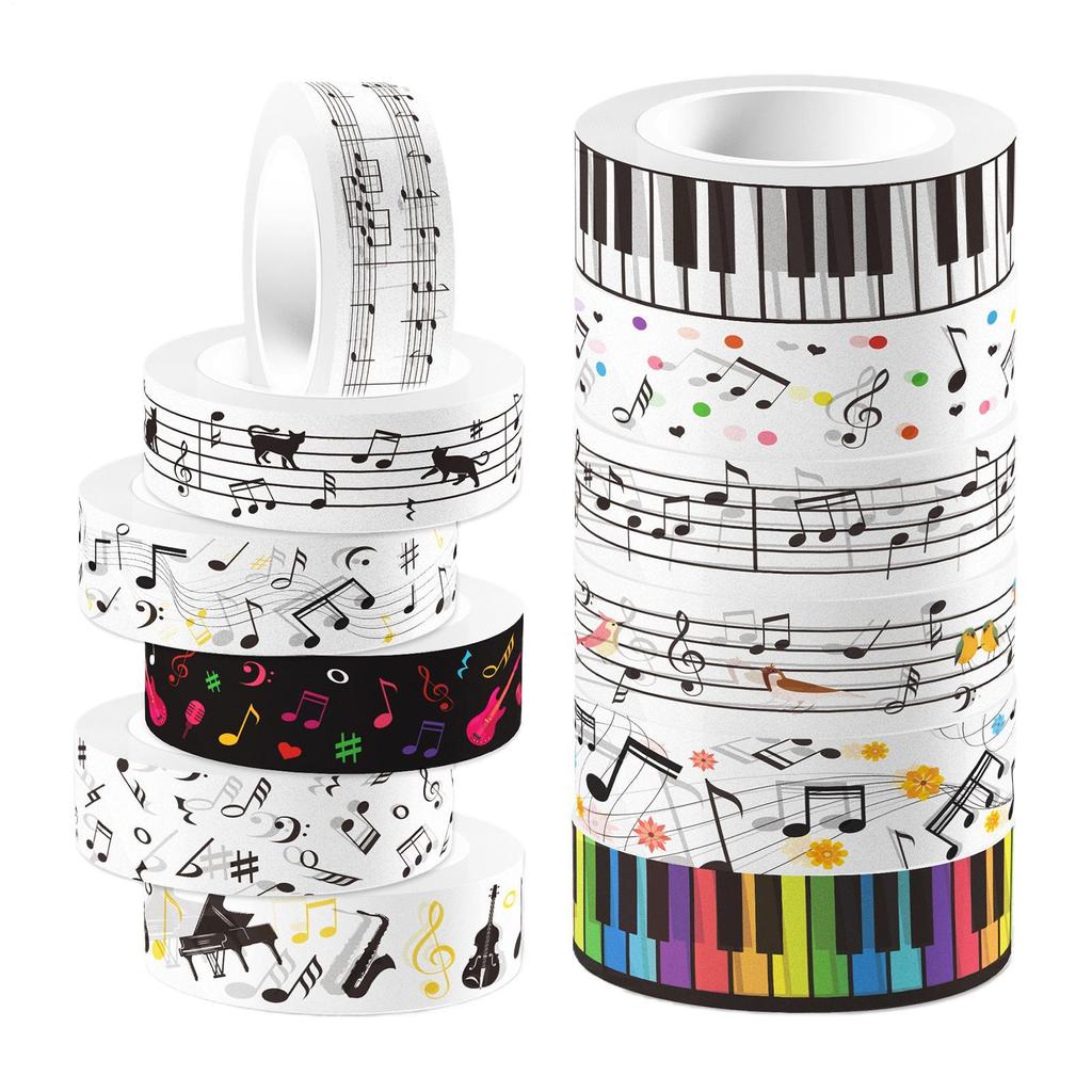 Cute Music Notes Paper Tape Portable Music-Themed Adhesive Wrapping Rolls Art Tape Rolls For Scrapbooks Handmade Items