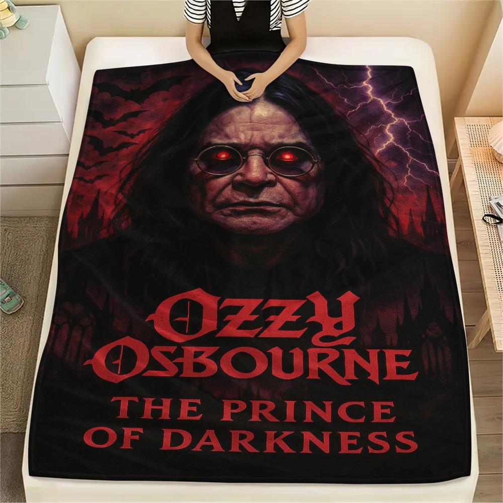 

1pc Ozzy Osbourne Print Flannel Blanket, High quality Comfortable for All Seasons, Home Decor, Warmth and Comfort, Perfect for Christmas Gifts74 80cm x 120cm