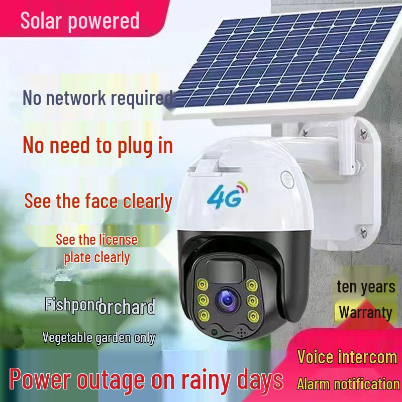 P4G Solar-Powered Outdoor Waterproof Camera: No Power or Network Needed; Mobile Monitor, HD, 360° Rotation.