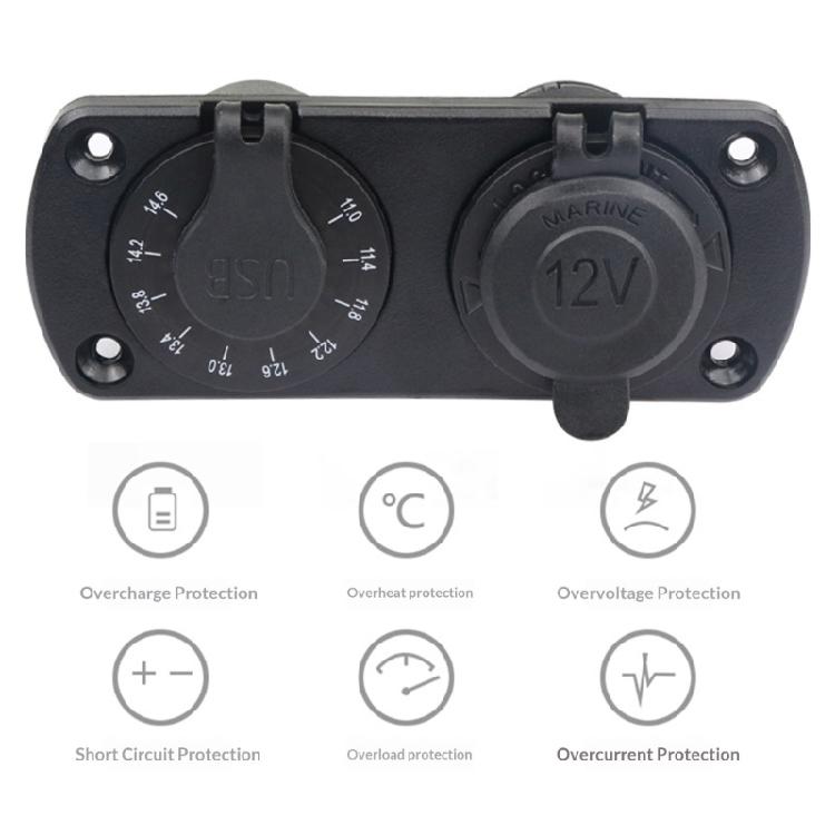 High Compatibility Double USB A 4.8A Charging Panel for Vehicle and Marine Use Including Voltage Screen Waterproof Cover