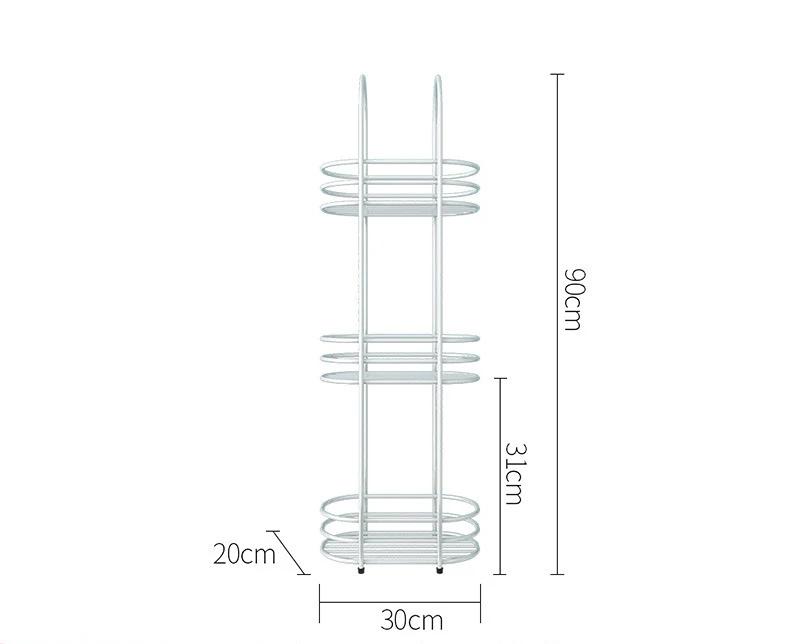 Nordic Multi-layer Bathroom Rack Floor Metal Unfading Golden Storage Rack Wrought Iron Waterproof Storage Shelf 30*20*90cm