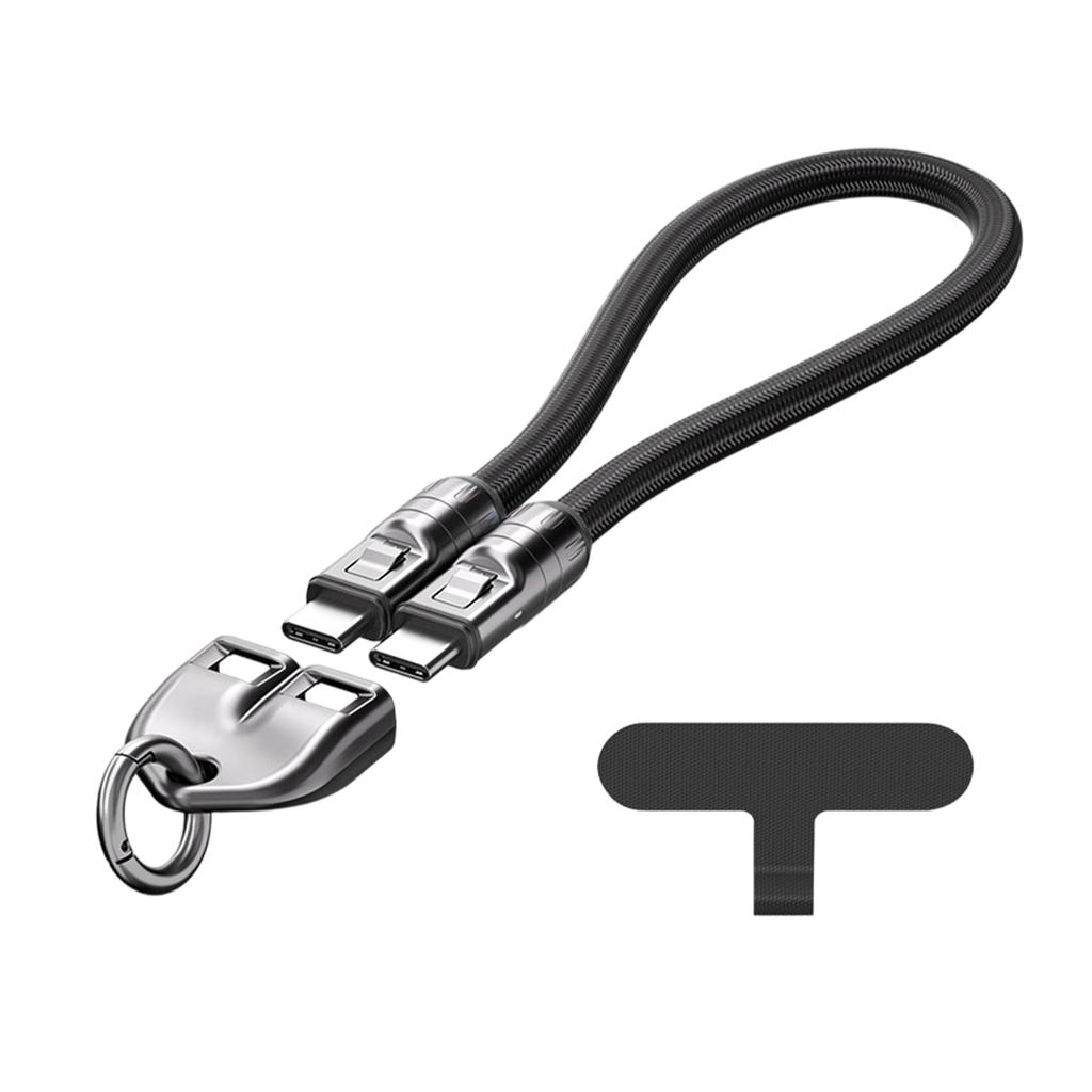 C To C 240W Charging Cable With Wearable Bracelet Design,2 In 1 Cell Phone Lanyard 5A Fast Charging Data Cable, 480Mbps Data Transfer USB C Cable Cell