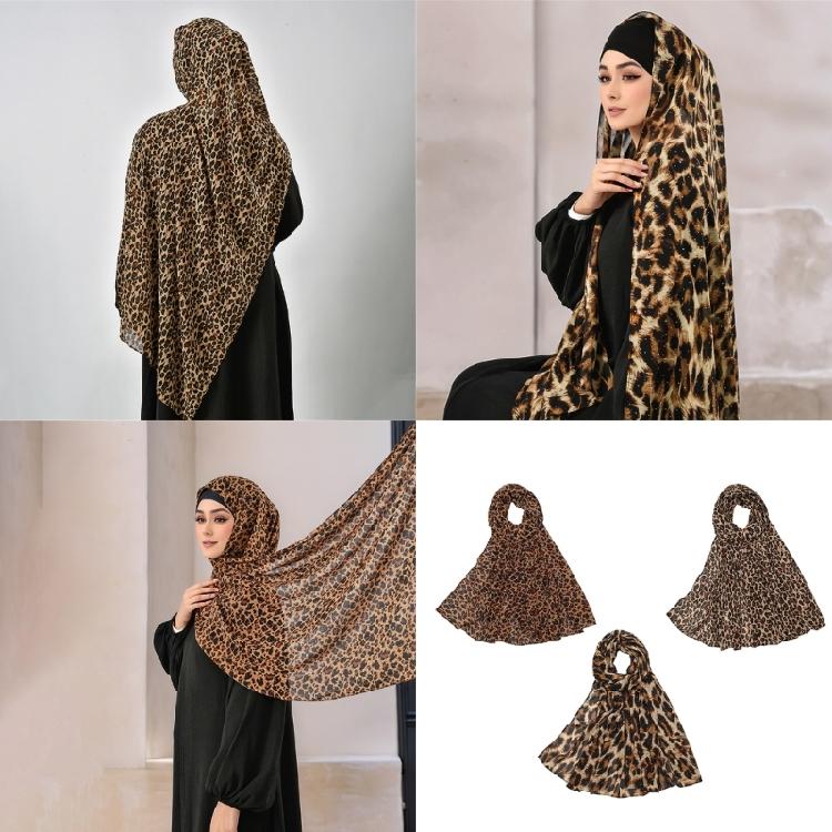 Leopard Scarf Elegant Shoulder Shawl with Rhinestones Decoration Stylish Daily Wear Accessory for Lady