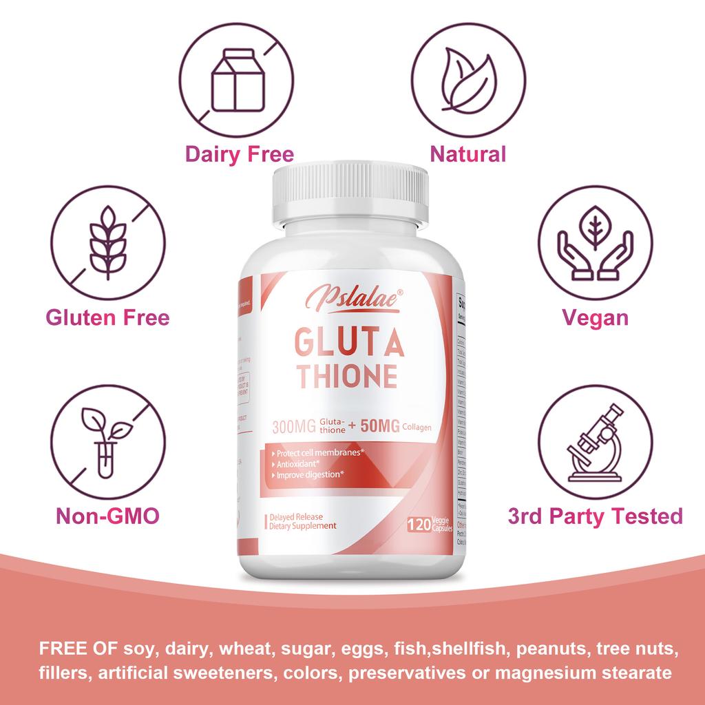 Glutathione Blend, Containing Vitamin C Extract, Helps Restore Skin Health, Aids In Whitening, Suitable for Adults, Vegan.