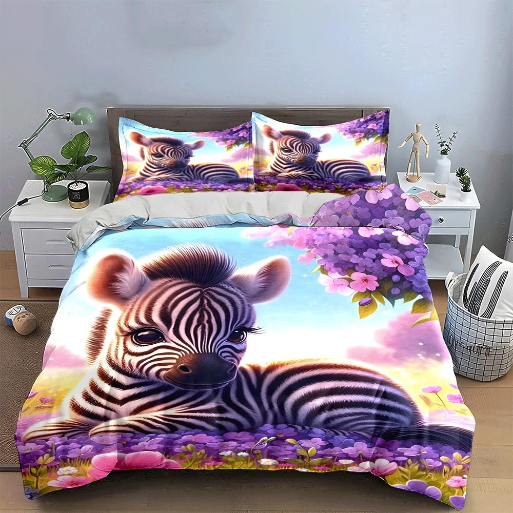 Zebra-Themed Trio for Nursery Decor Exquisite Three-piece Bedding Set Gift for Kids and Adults