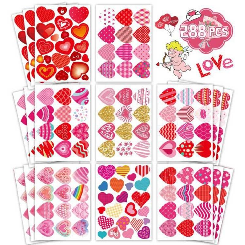 Heart Shaped Stickers Pack of 24 Love Decorative Stickers Valentines Stickers for Kid Love Stickers Gift for DIY Cards