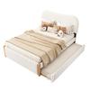 Letto piatto 140*200 cm, imbottito, con pratico letto estraibile su ruote, design minimalista, bianco