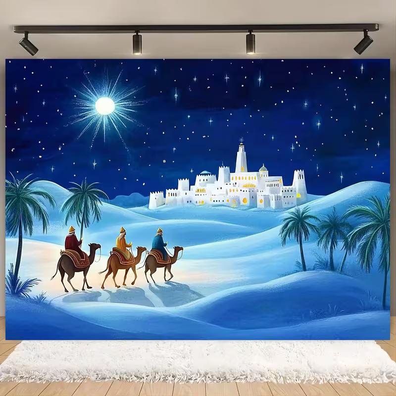 2D Blue Desert Three Kings Backdrop for Religious Themed Celebrations