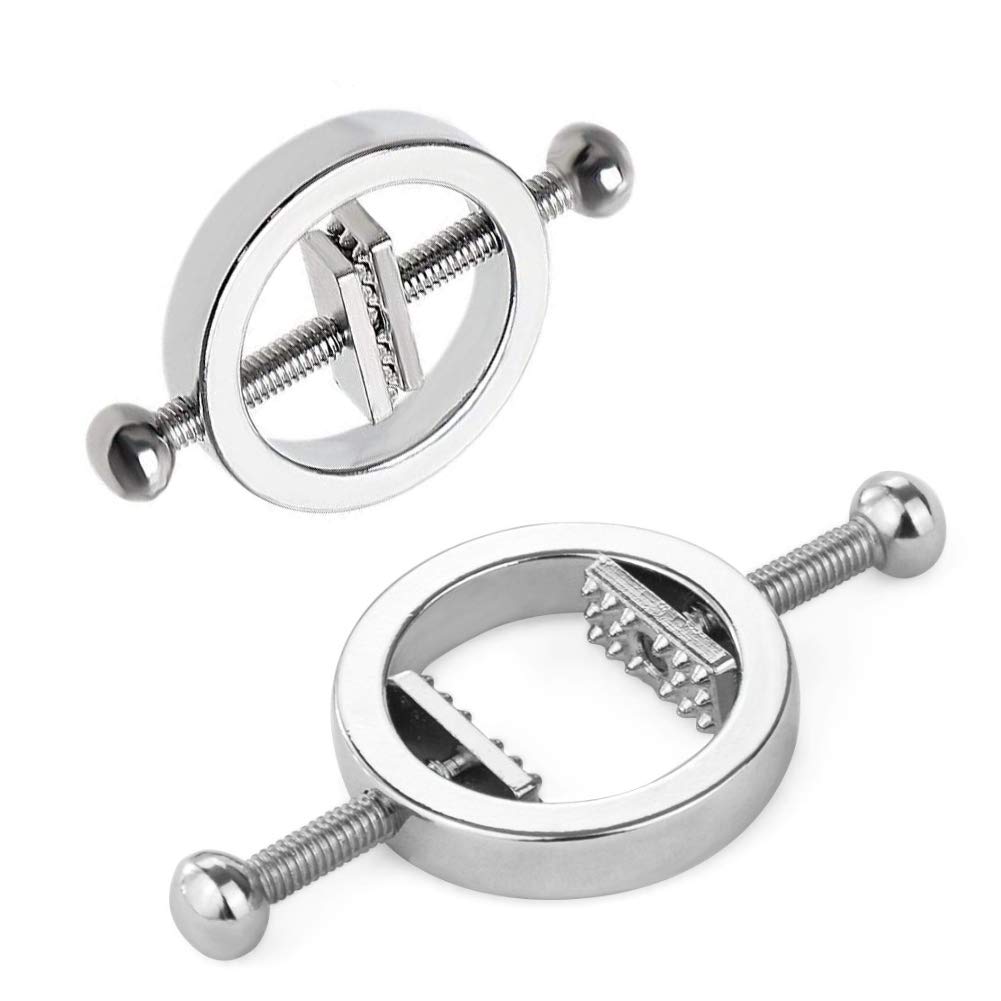 2 Pcs Stainless Steel Sexy Nipple Clamps Round Adjustable Nipple Clamp Set Body Restraints Female SM Sex Toy Non Piercing